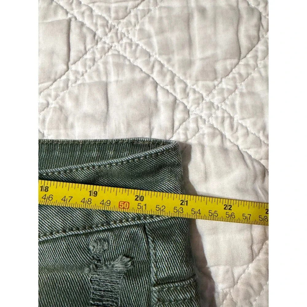 Smoke Rise Moto Jeans Mens 42/32 Green Distressed Slim Straight Biker Pants